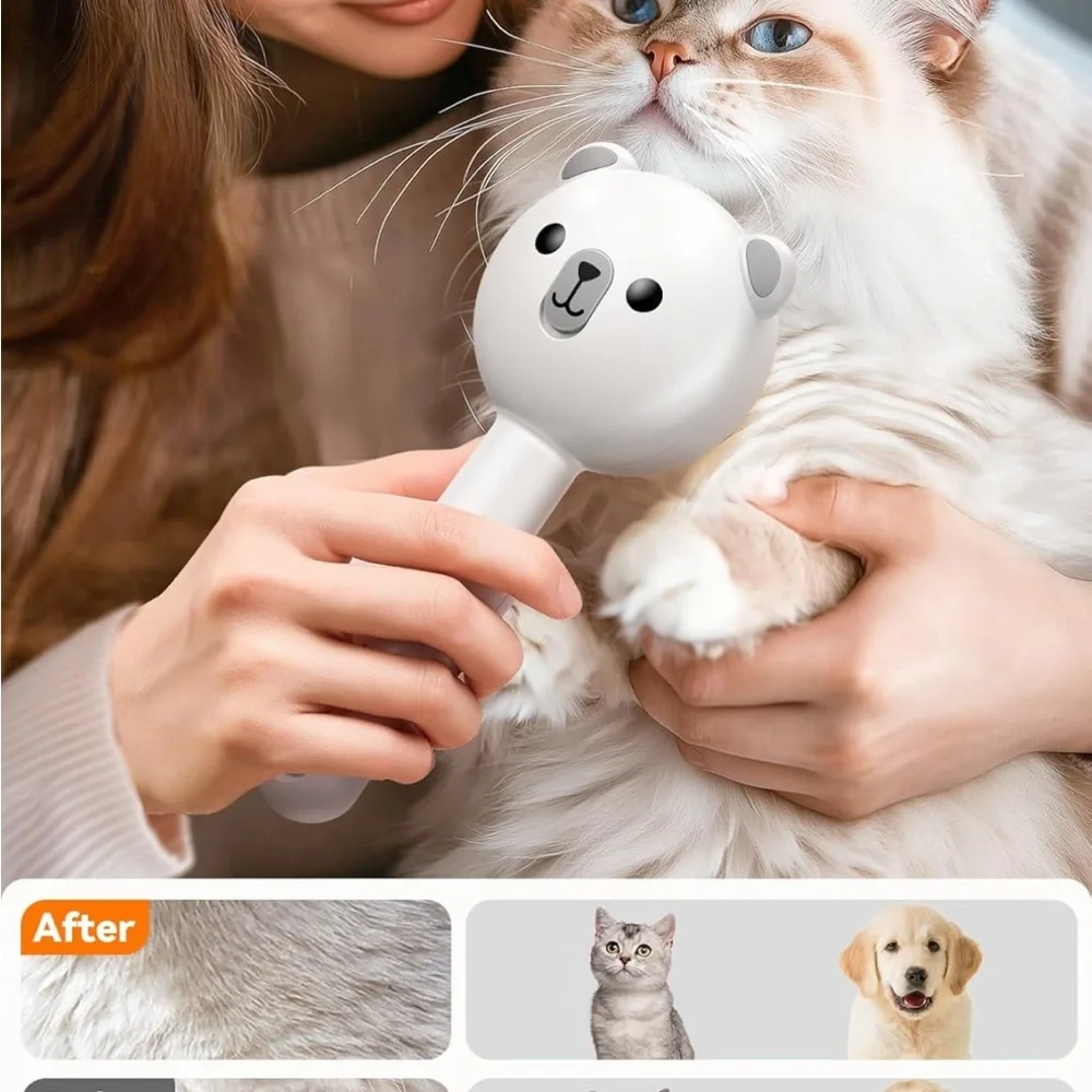 Cat Steam Brush, Brushes for Indoor Cats with Release Button